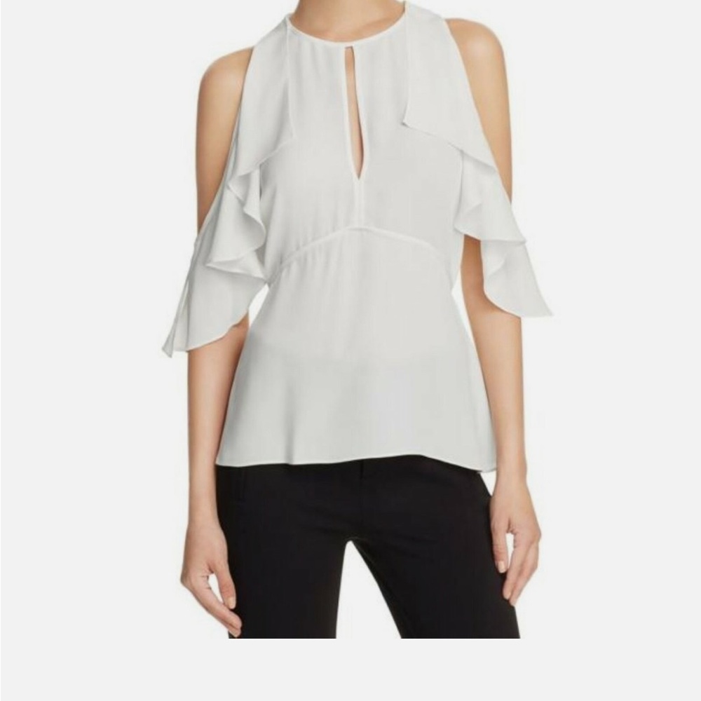 NWT THEORY Desiraya Cold Shoulder Silk Blouse